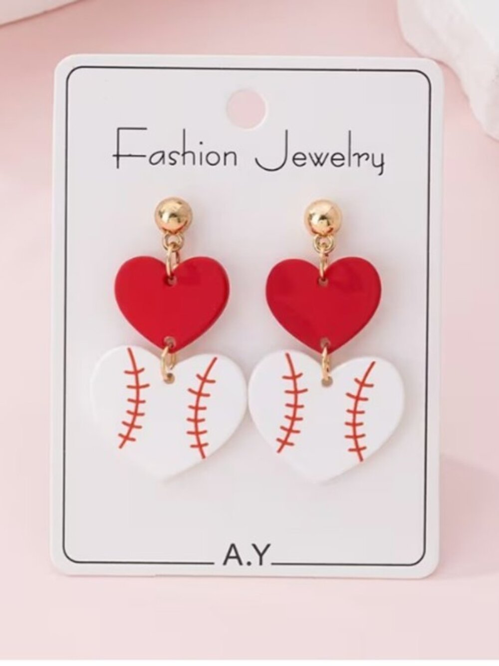 Red & White Baseball Statement Dangle Earrings (NEW & SO CUTE!)